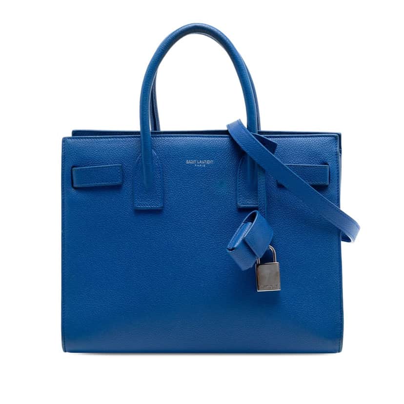 Saint Laurent Baby Leather Sac De Jour Satchel Blue Leather Very good condition - Front View