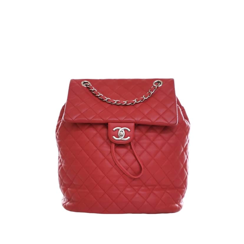 Chanel Medium Lambskin Urban Spirit Backpack Red Leather Very good condition - Front View