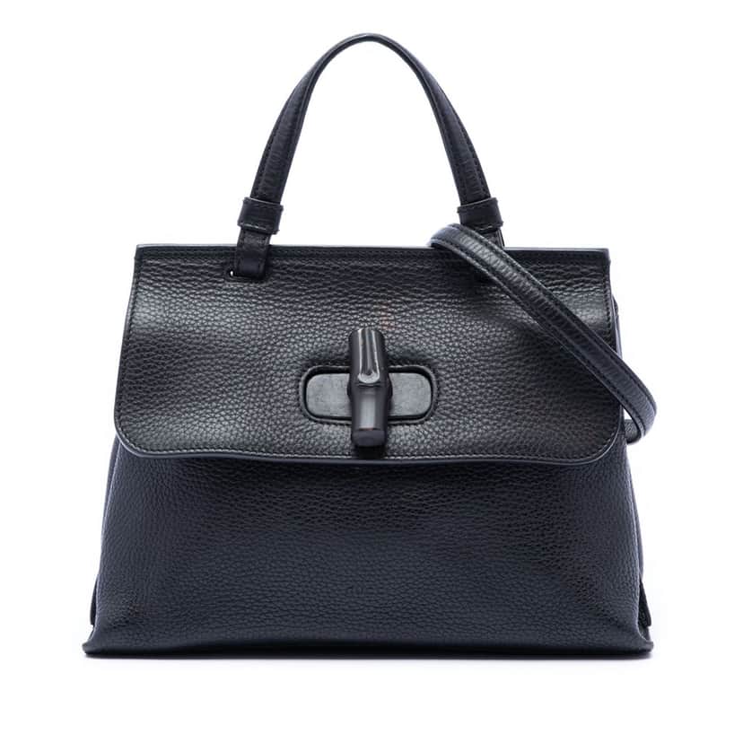Gucci Small Leather Bamboo Daily Satchel Black Leather Very good condition - Front View