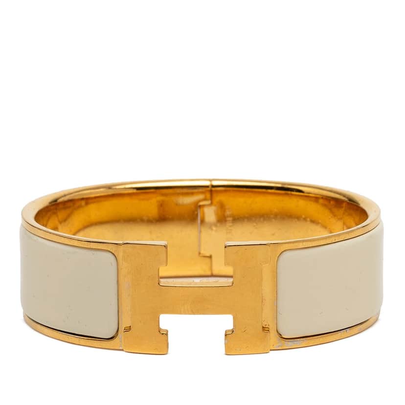 Hermès Wide Enamel Clic Clac H Bracelet GM White Very good condition - Front View
