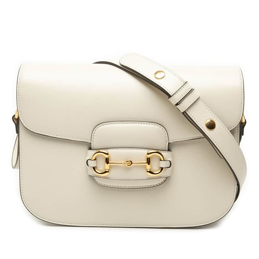 Gucci Medium Calfskin Horsebit 1955 Shoulder Bag White Leather Very good condition - Front View