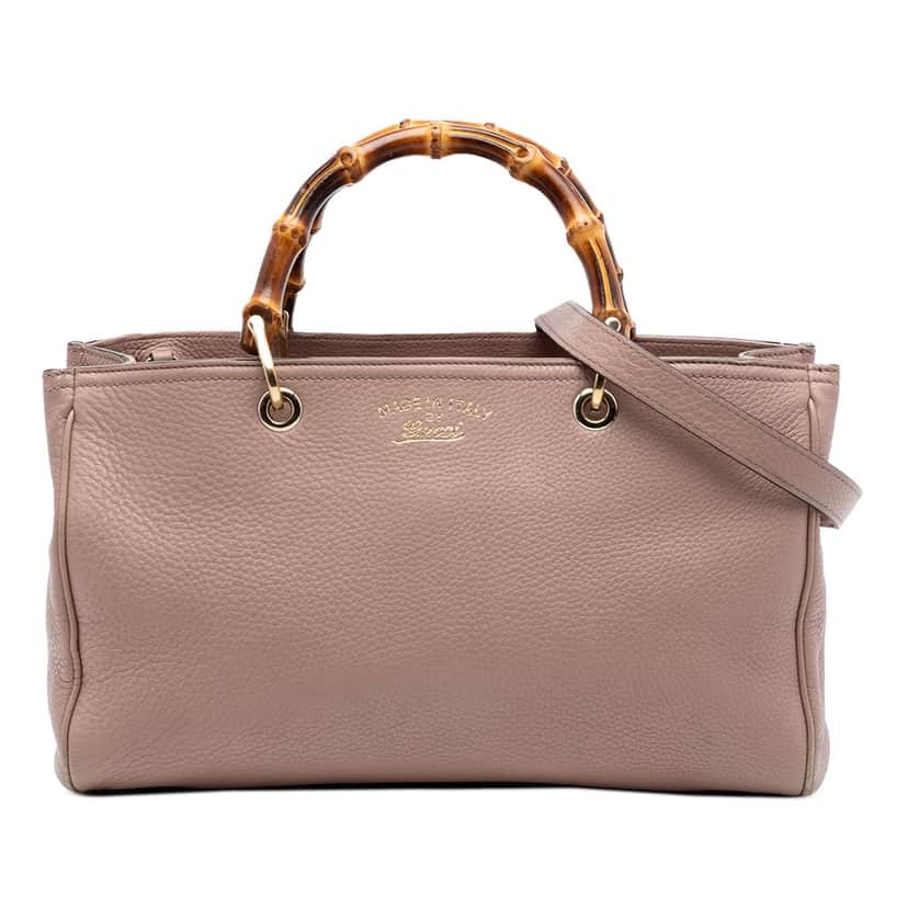Gucci Medium Calfskin Bamboo Shopper Satchel Pink Leather Very good condition - Front View