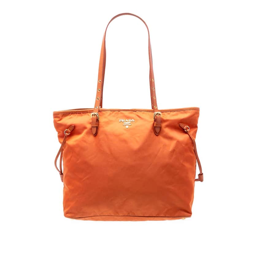 Prada Saffiano Trimmed Tessuto Tote Orange Very good condition - Front View