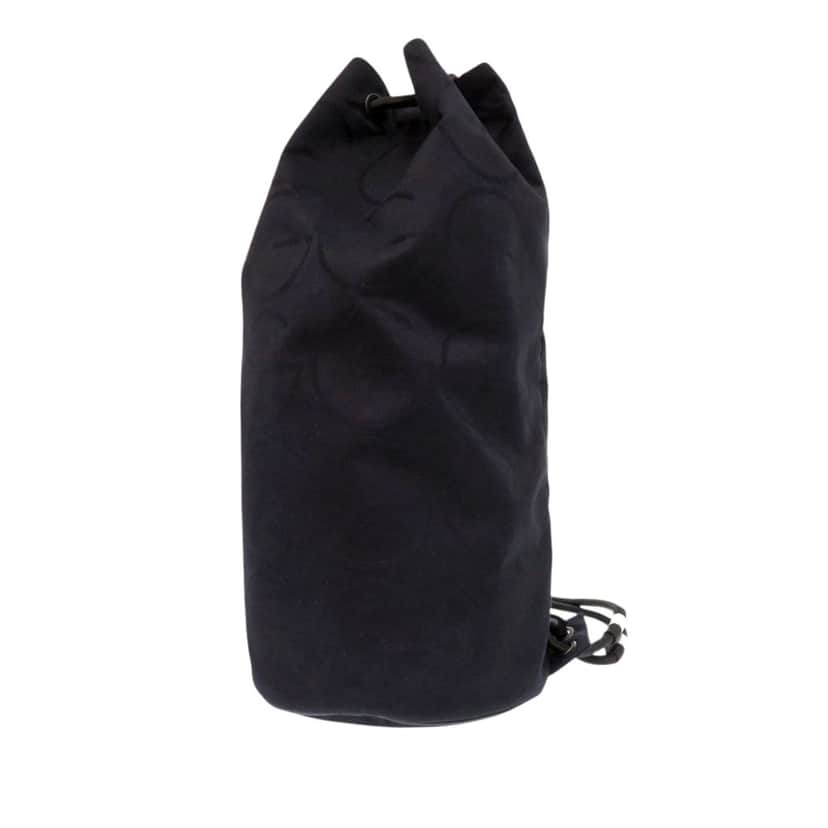 Gucci G Monogram Canvas Drawstring Sling Bag Black Very good condition - Front View