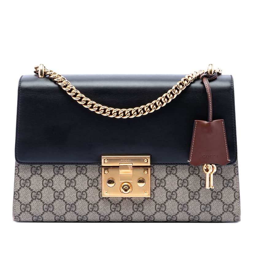 Gucci Medium GG Supreme Padlock Shoulder Bag Beige Very good condition - Front View