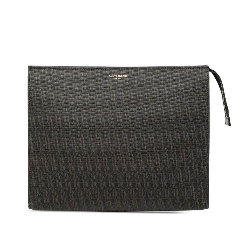 Saint Laurent Toile Classic Monogram Toiletry Bag Black Very good condition - Front View