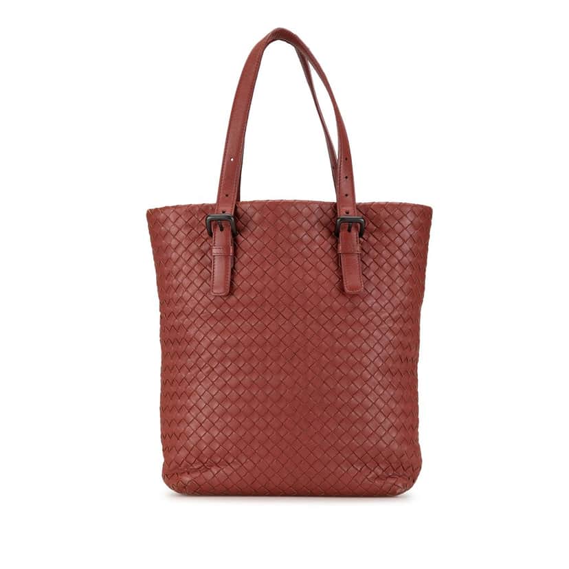 Bottega Veneta Intrecciato Tote Red Leather Good condition - Front View