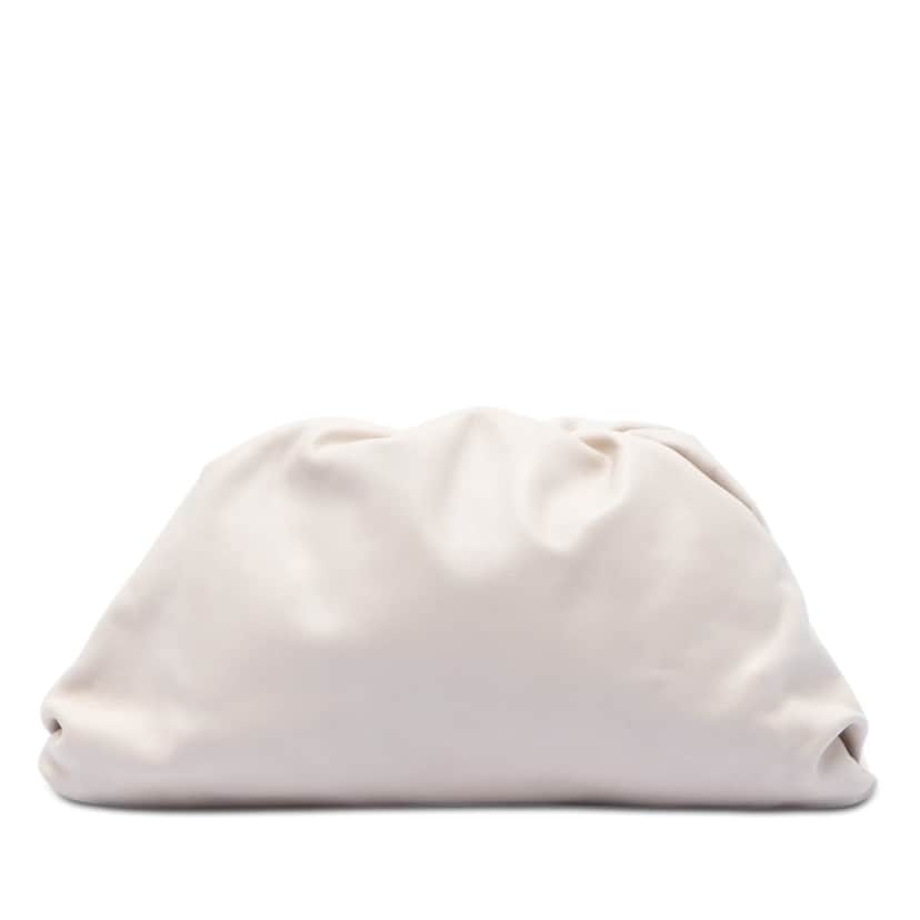 Bottega Veneta Lambskin The Pouch White Leather Very good condition - Front View