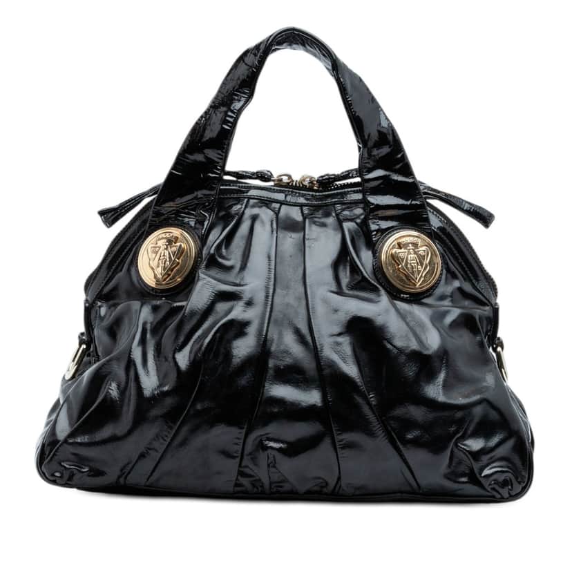 Gucci Large Patent Hysteria Satchel Black Leather Very good condition - Front View
