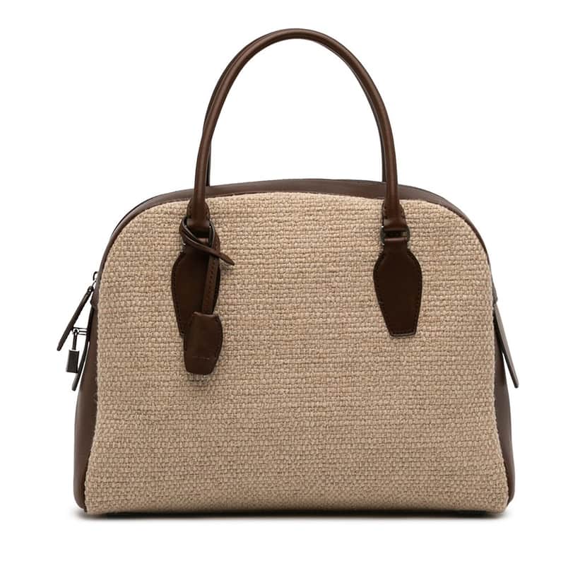 The Row Leather Trimmed Canvas India 12 Beige Very good condition - Front View