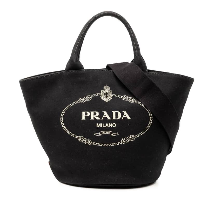 Prada Canvas Canapa Logo Satchel Black Very good condition - Front View