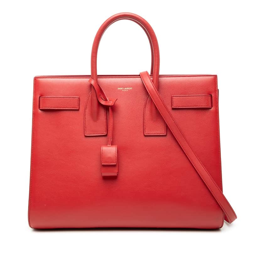 Saint Laurent Small Leather Sac De Jour Satchel Red Leather Very good condition - Front View