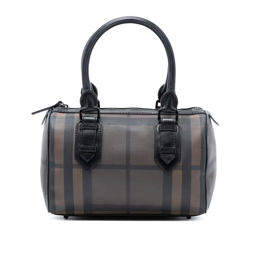 Burberry Smoke Check Coated Canvas Chester Boston Bag Brown Very good condition - Front View