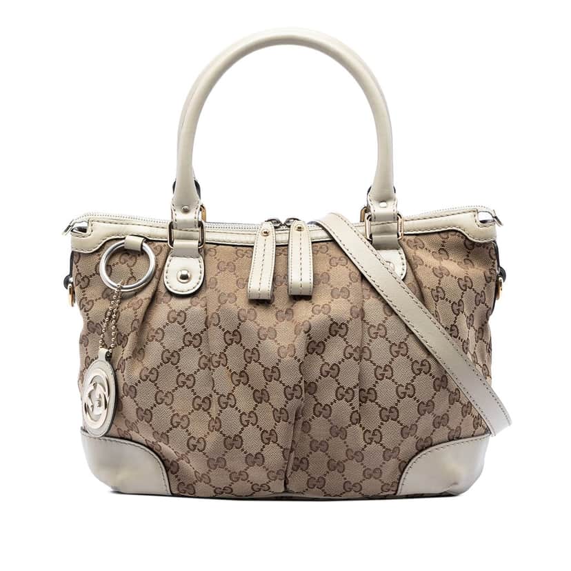 Gucci GG Canvas Sukey Satchel Beige Very good condition - Front View