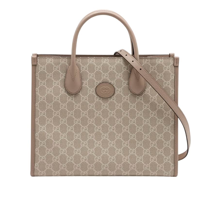 Gucci Small GG Supreme Interlocking G Tote Beige Very good condition - Front View
