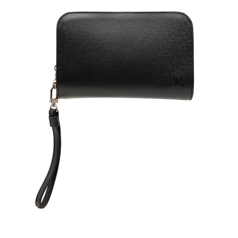 Louis Vuitton Taiga Pochette Baikal Black Leather Very good condition - Front View