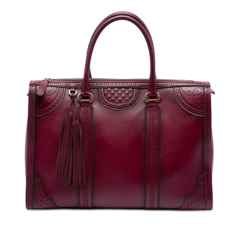Gucci Microguccissima Trimmed Brogue Duilio Boston Bag Red Leather Very good condition - Front View