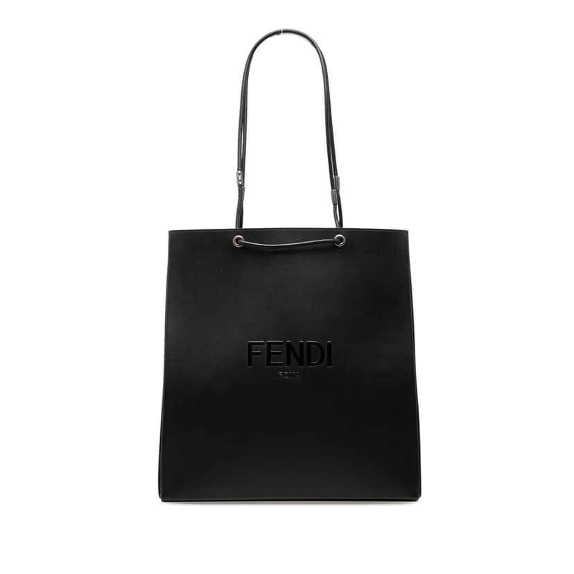 Fendi Medium Leather Pack Shopping Satchel Black Leather Very good condition - Front View