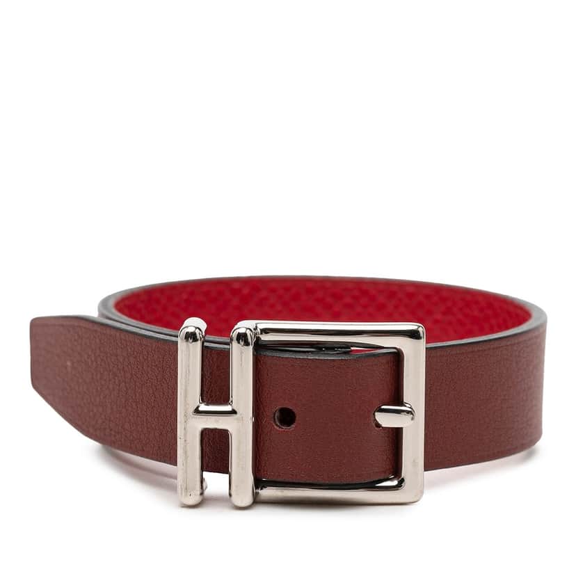 Hermès Leather Nathan Bracelet T4 Red Leather Very good condition - Front View