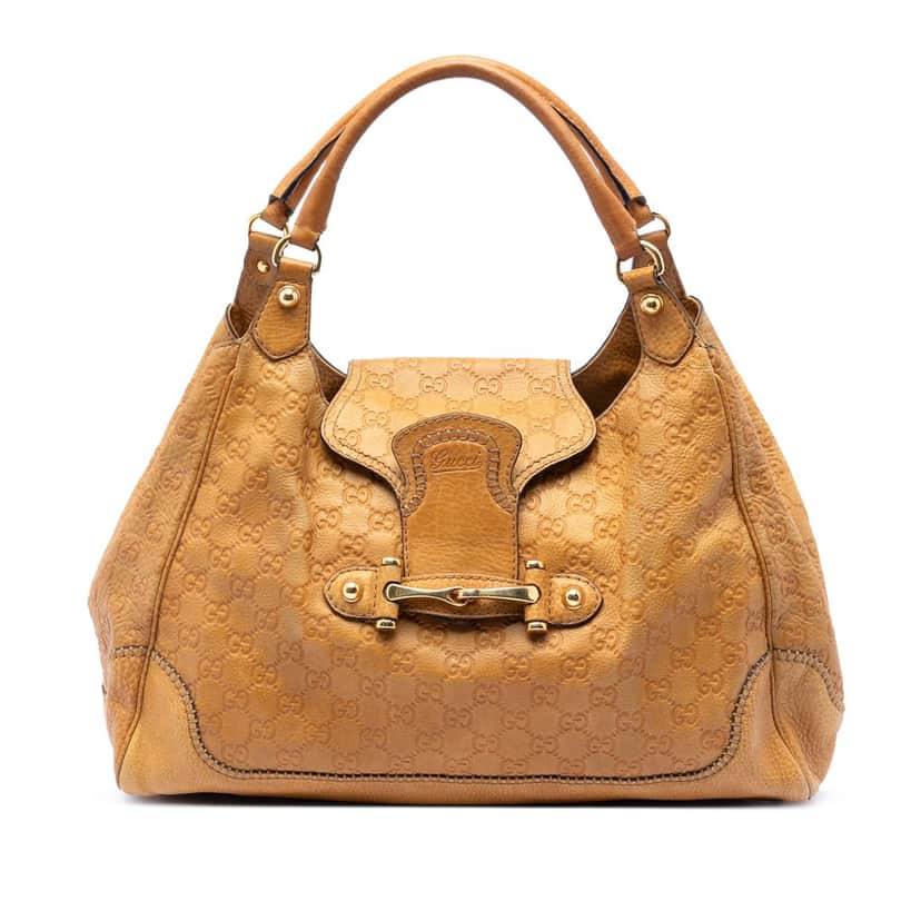 Gucci Guccissima New Pelham Shoulder Bag Brown Leather Very good condition - Front View