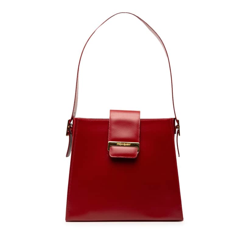 Saint Laurent Embossed Leather Shoulder Bag Red Leather Very good condition - Front View