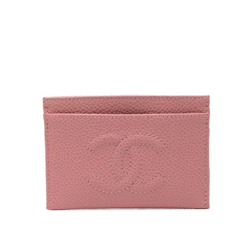 Chanel CC Caviar Card Holder Pink Leather Very good condition - Front View