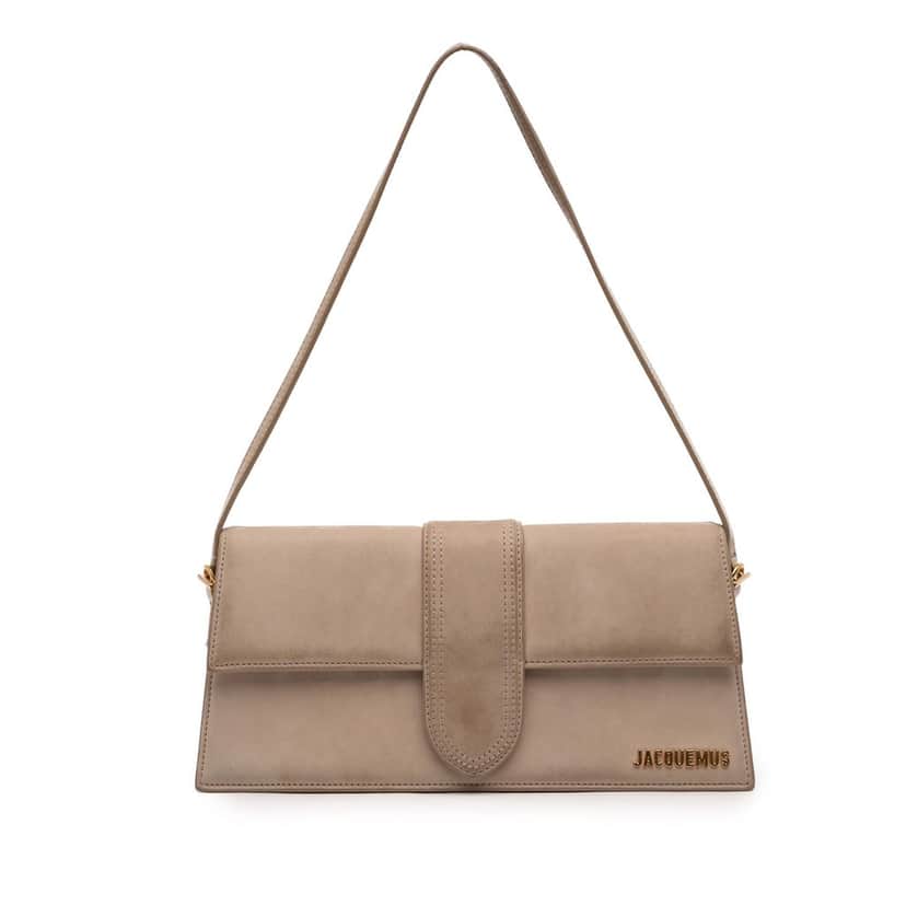 Jacquemus Suede Le Bambino Long Shoulder Bag Beige Leather Very good condition - Front View