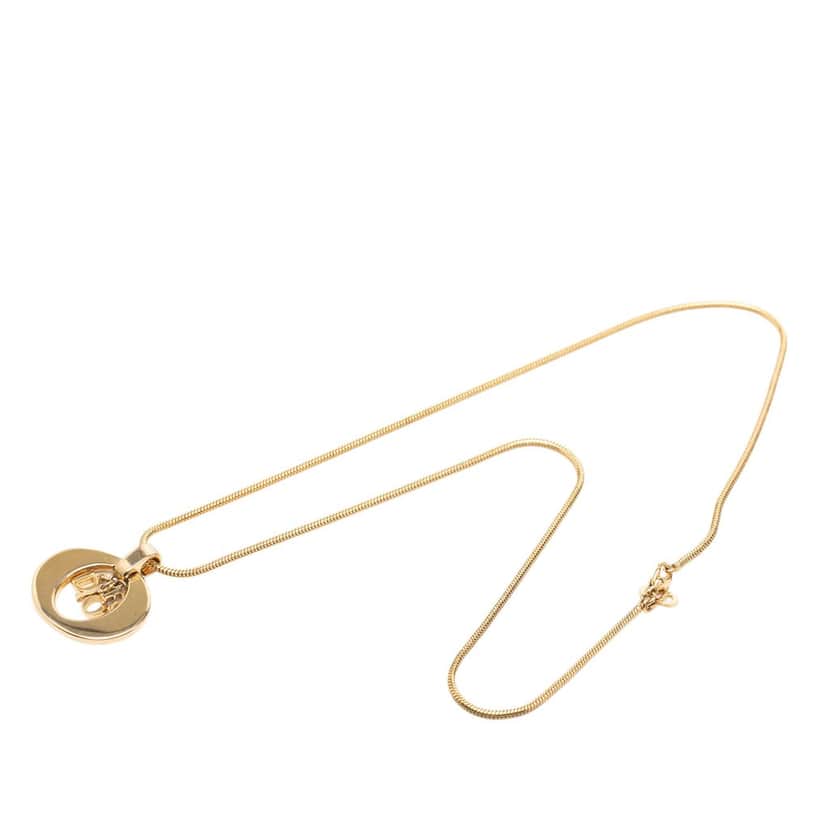 Dior Gold Plated CD Logo Pendant Necklace Gold Metal Very good condition - Front View