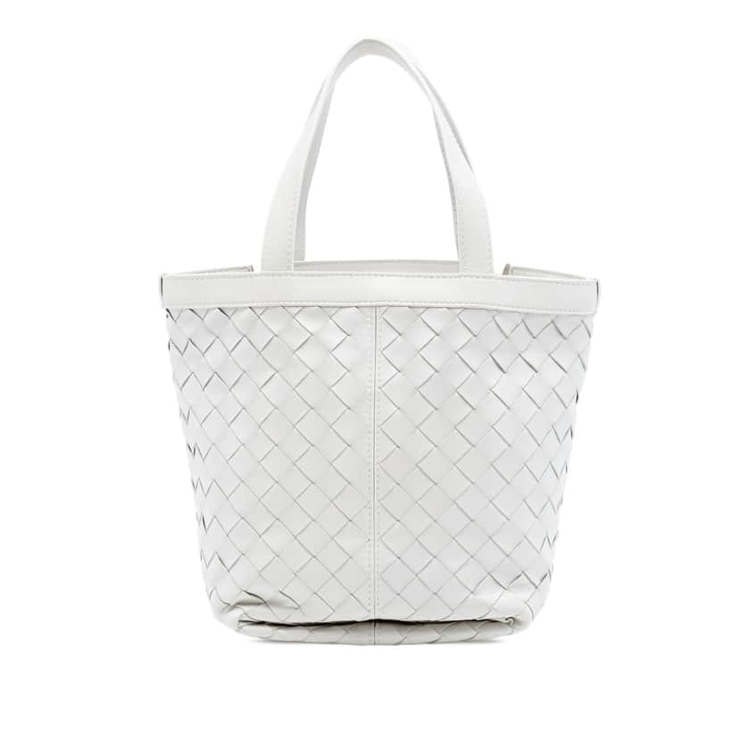 Bottega Veneta Small Nappa Intrecciato Flip Flap Tote White Leather Very good condition - Front View