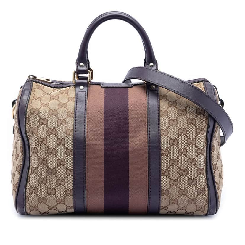 Gucci Medium GG Canvas Web Joy Boston Bag Beige Very good condition - Front View