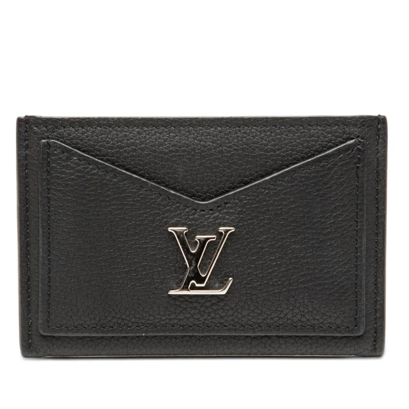 Louis Vuitton Calfskin Lockme Card Holder Black Leather Very good condition - Front View