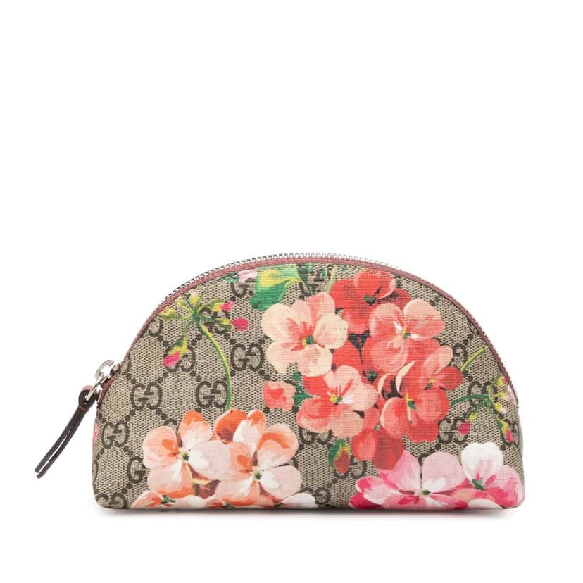 Gucci GG Supreme Blooms Cosmetic Pouch Beige Very good condition - Front View
