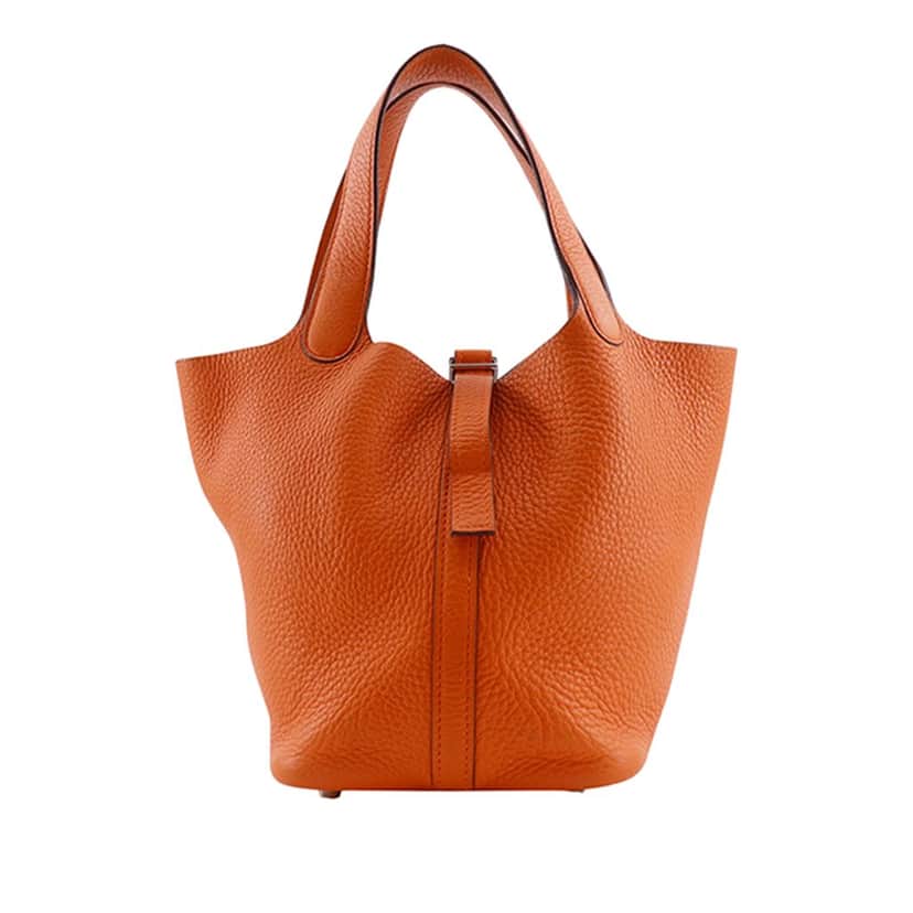 Hermès Clemence Picotin 18 Orange Leather Very good condition - Front View