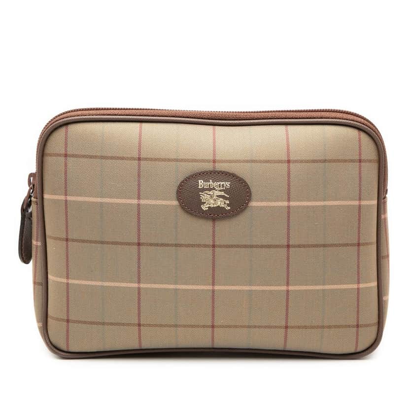 Burberry Vintage Check Canvas Clutch Brown Very good condition - Front View