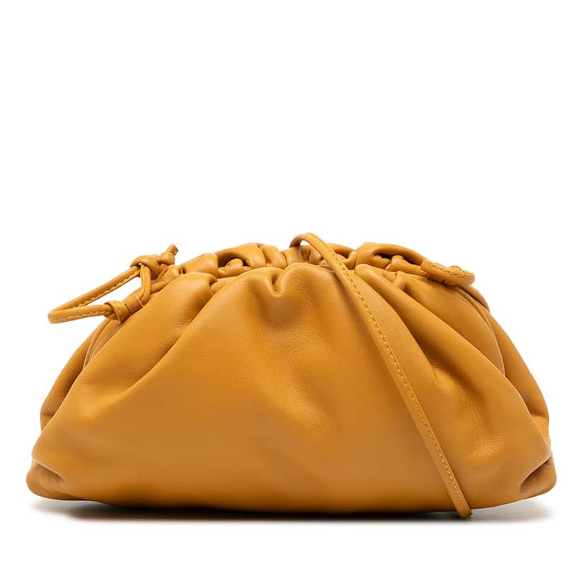Bottega Veneta Lambskin The Mini Pouch Crossbody Brown Leather Very good condition - Front View