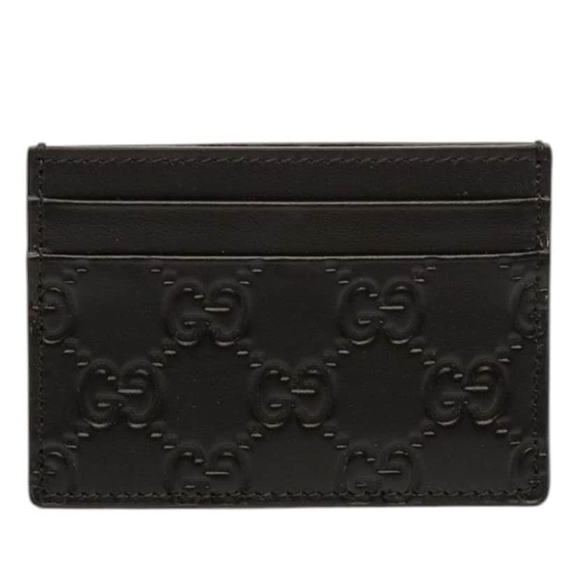 Gucci Guccissima Card Holder Black Leather Never worn - Front View