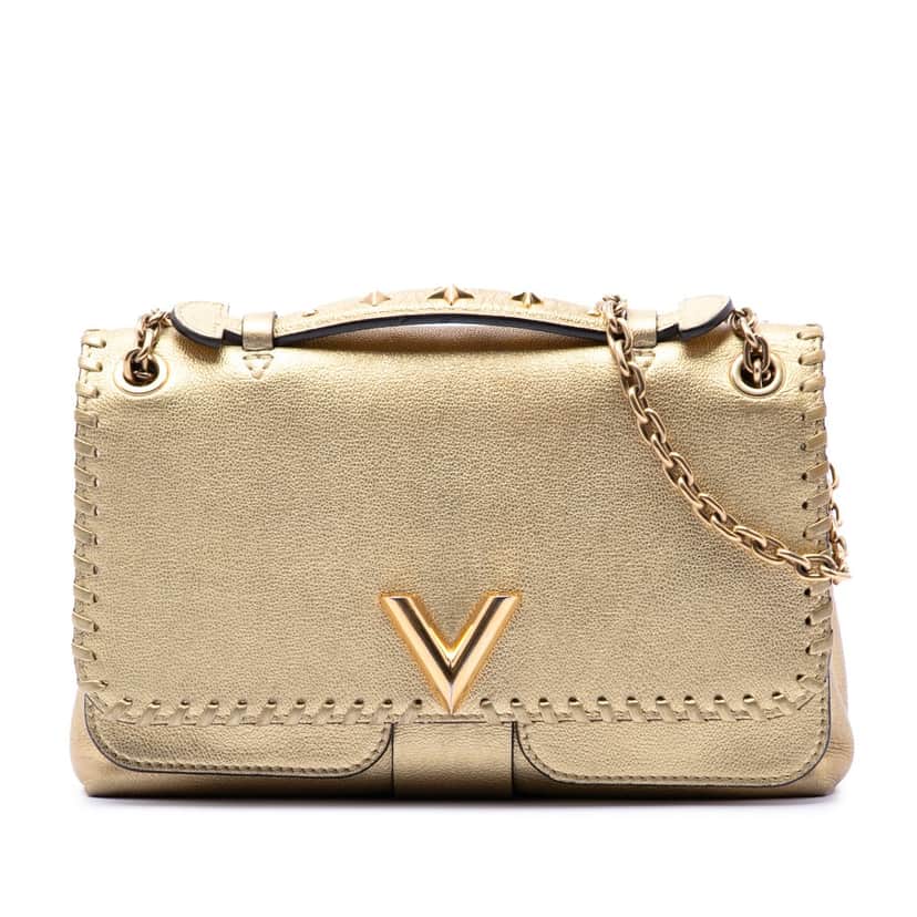 Louis Vuitton Metallic Cuir Plume Ecume Very Chain Bag Gold Leather Very good condition - Front View