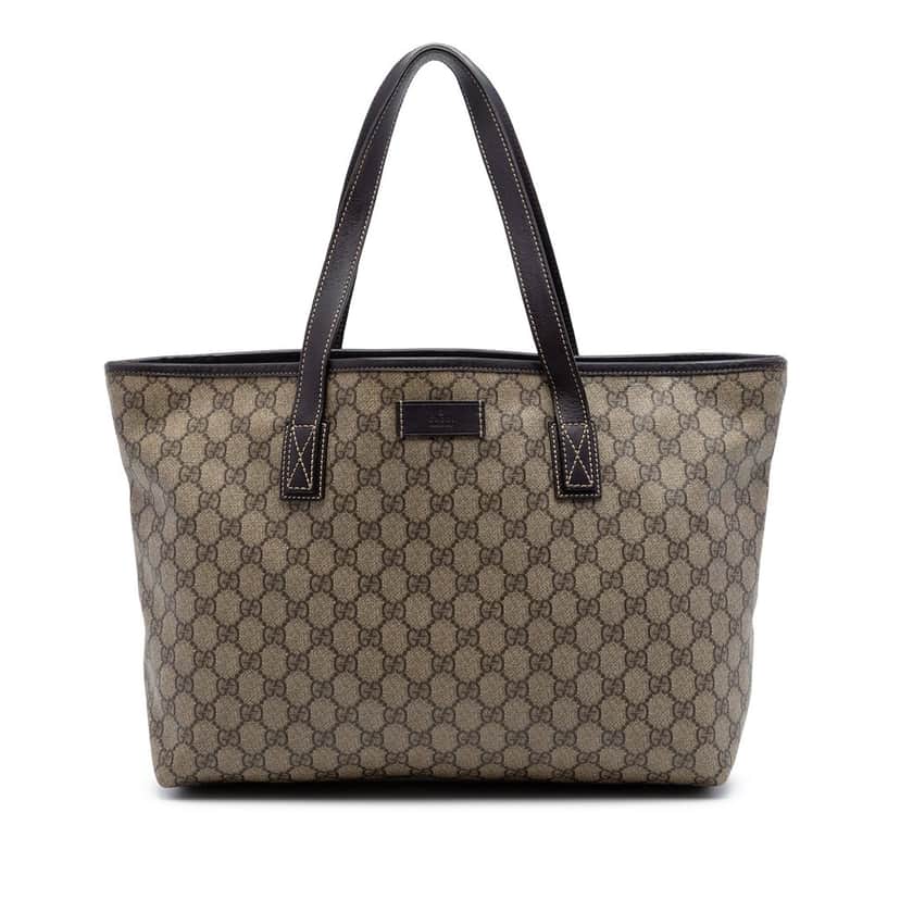 Gucci Medium GG Supreme Zippered Tote Beige Very good condition - Front View