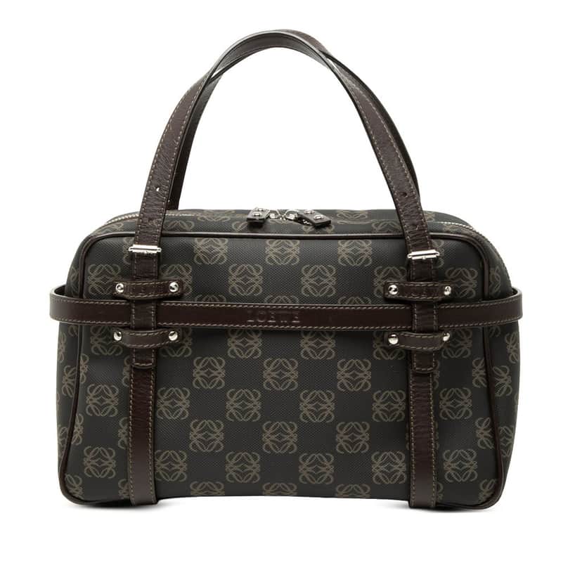 Loewe Anagram Coated Canvas Handbag Brown Very good condition - Front View