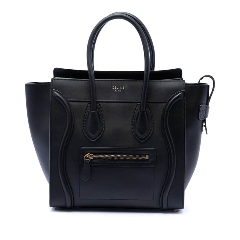 Celine Micro Smooth Calfskin Luggage Tote Black Leather Very good condition - Front View