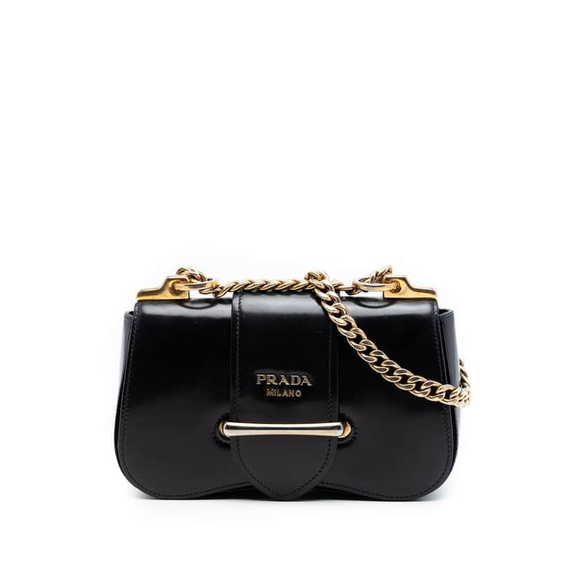 Prada City Calf Sidonie Crossbody Black Leather Very good condition - Front View