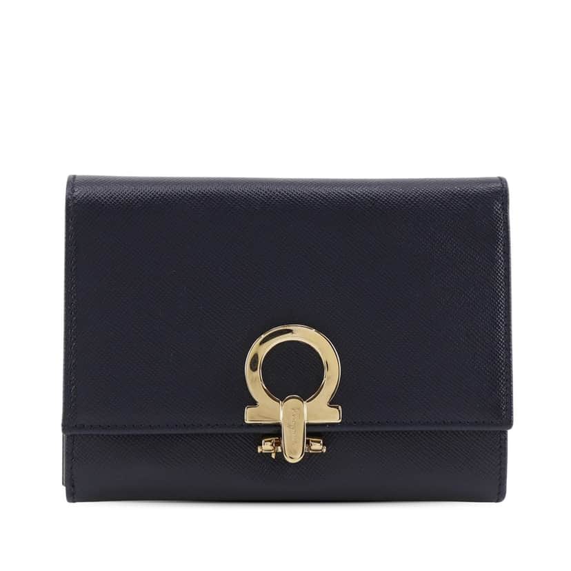 Salvatore Ferragamo Leather Gancini Trifold Small Wallet Black Leather Very good condition - Front View