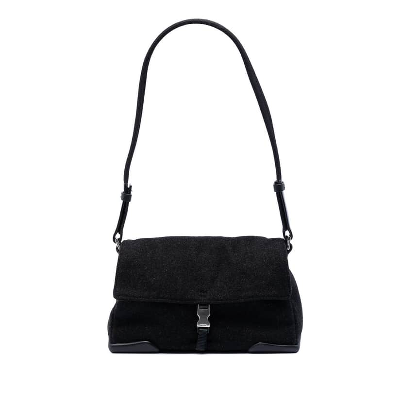 Prada Wool Sports Line Shoulder Bag Black Very good condition - Front View