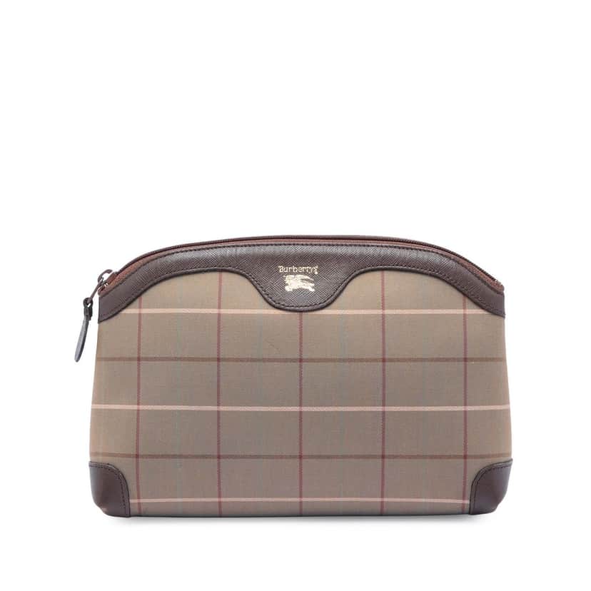 Burberry Vintage Check Canvas Clutch Brown Very good condition - Front View