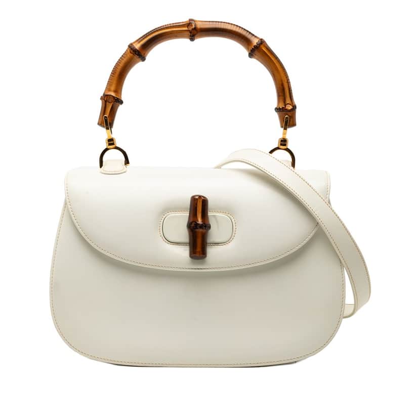 Gucci Calfskin Bamboo Night White Leather Very good condition - Front View