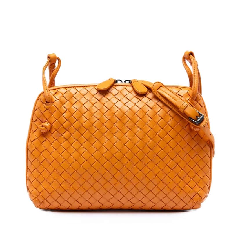 Bottega Veneta Nappa Intrecciato Nodini Crossbody Orange Leather Very good condition - Front View