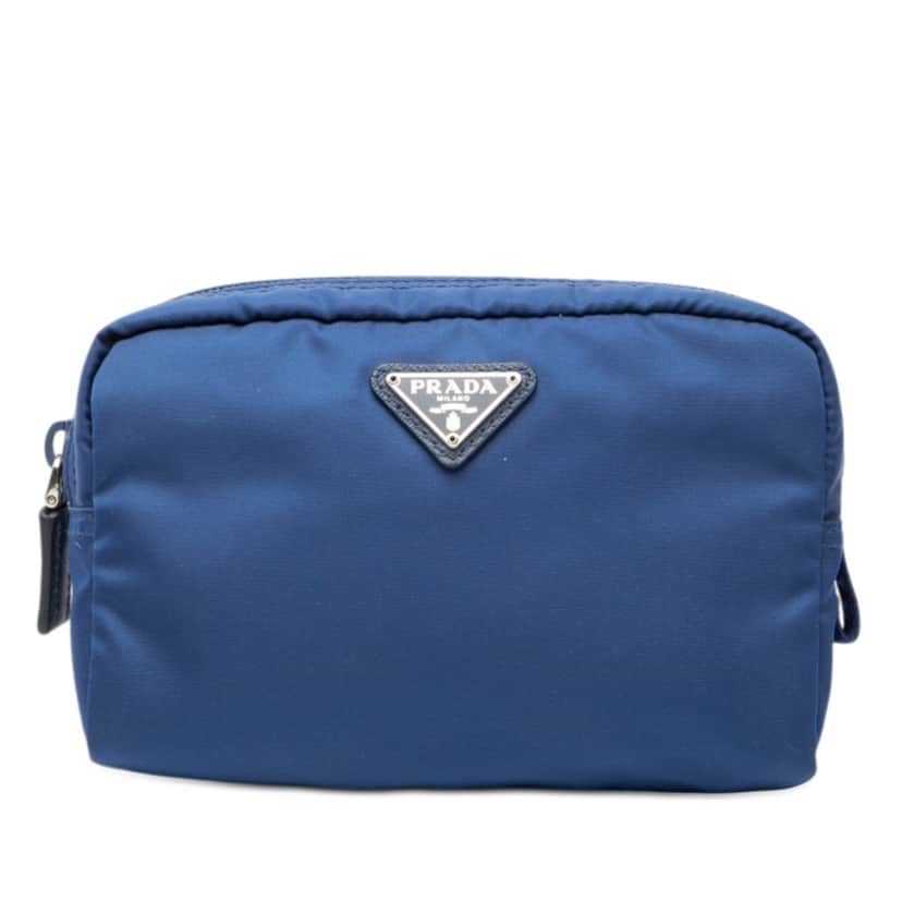 Prada Tessuto Cosmetic Pouch Blue Very good condition - Front View