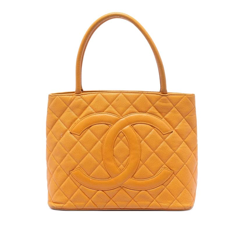 Chanel Caviar Medallion Tote Yellow Leather Very good condition - Front View