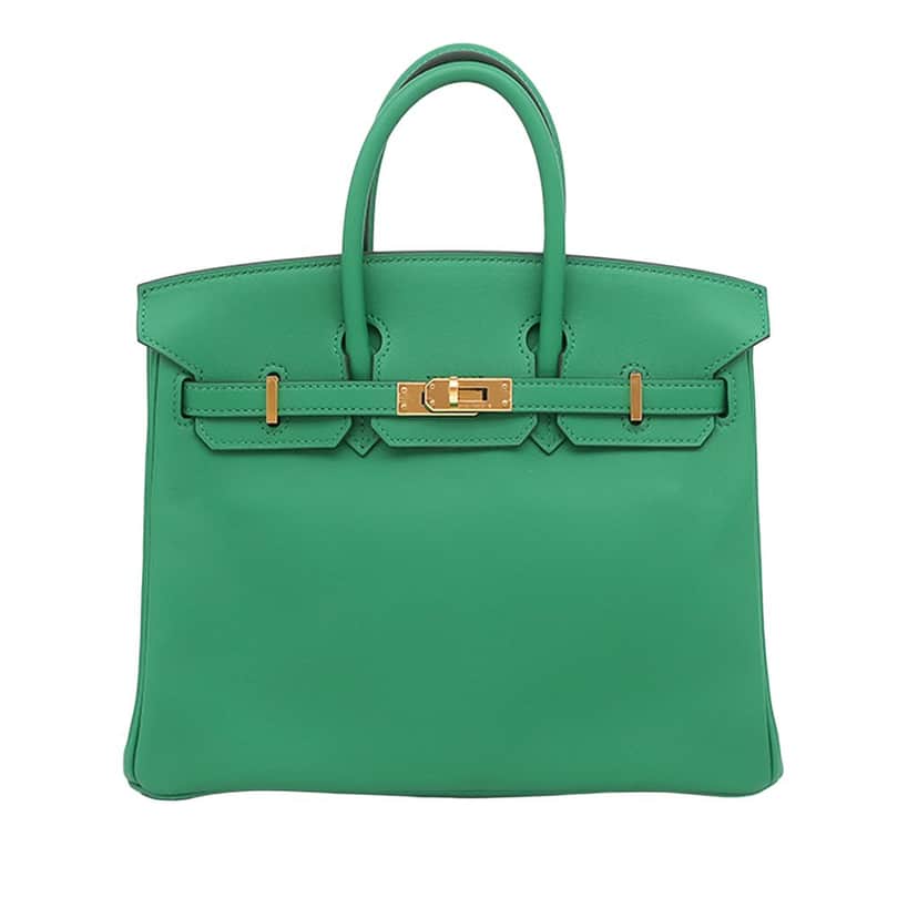 Hermès Swift Birkin Retourne 25 Green Leather Very good condition - Front View