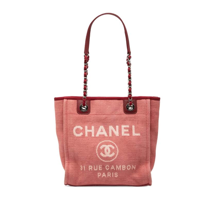 Chanel Mini Canvas Deauville Tote Red Very good condition - Front View